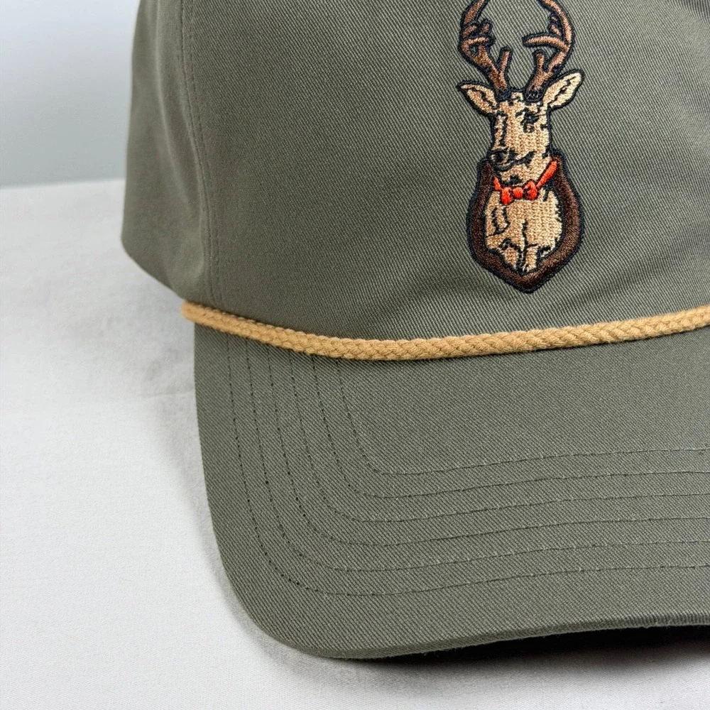 Duluth Trading Co Mens Dad Fit Rope Hat Olive Green Deer Trophy XL/2XL NWT